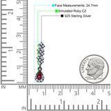 Dangle Drop Pear Stud Earrings Ruby CZ 925 Sterling Silver