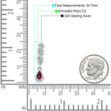 Dangle Drop Pear Stud Earrings Ruby CZ 925 Sterling Silver