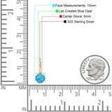 Round 6mm Lab Created Opal Leverback Earrings 925 Sterling Silver