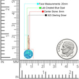 Round 8mm Lab Created Opal Leverback Earrings 925 Sterling Silver