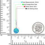 Round 8mm Lab Created Opal Leverback Earrings 925 Sterling Silver