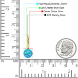 Round 8mm Lab Created Opal Leverback Earrings 925 Sterling Silver