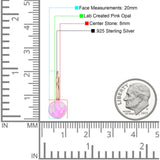 Round 8mm Lab Created Pink Opal Leverback Earrings 925 Sterling Silver