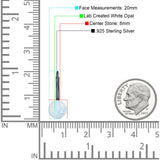 Round 8mm Lab Created Opal Leverback Earrings 925 Sterling Silver