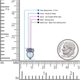 Round 9.7mm Lab Created Opal Owl Stud Earring 925 Sterling Silver