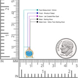 Round 9.6mm Lab Created Opal Unicorn Stud Earring 925 Sterling Silver