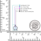 Round 9.6mm Lab Created Opal Unicorn Stud Earring 925 Sterling Silver