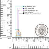Round 9.6mm Lab Created Opal Unicorn Stud Earring 925 Sterling Silver
