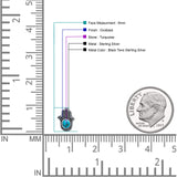 Round 9mm Lab Created Opal Hand Of Hamsa Stud Earring Oxidized 925 Sterling Silver