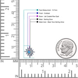Starburst Stud Earring 10.7mm Lab Created Opal & Cubic Zirconia 925 Sterling Silver