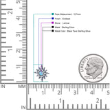 Starburst Stud Earring 10.7mm Lab Created Opal & Cubic Zirconia 925 Sterling Silver