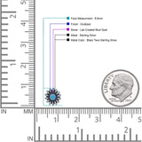 Sunflower Stud Earring 8.6mm Lab Created Opal Oxidized 925 Sterling Silver