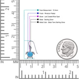 Round 15.3mm Lab Created Opal Turtle Fishhook Earring 925 Sterling Silver