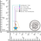 Round 15.3mm Lab Created Opal Turtle Fishhook Earring 925 Sterling Silver
