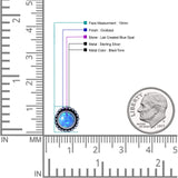 Round Lab Created Opal Beaded Oxidized Stud Earring 925 Sterling Silver