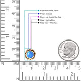 Round Lab Created Opal Beaded Oxidized Stud Earring 925 Sterling Silver