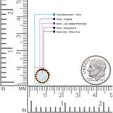 Round Lab Created Opal Beaded Oxidized Stud Earring 925 Sterling Silver