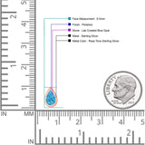 Pear Teardrop 9.3mm Solitaire Created Opal Earring 925 Sterling Silver