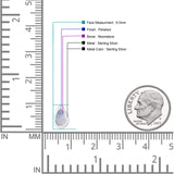 Pear Teardrop 9.3mm Solitaire Created Opal Earring 925 Sterling Silver