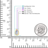 Pear Teardrop 9.3mm Solitaire Created Opal Earring 925 Sterling Silver