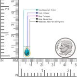 Pear Teardrop 9.3mm Solitaire Created Opal Earring 925 Sterling Silver