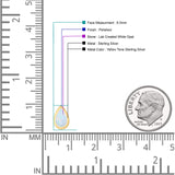 Pear Teardrop 9.3mm Solitaire Created Opal Earring 925 Sterling Silver