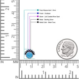 Round Solitaire Lab Created Opal Oxidized Stud Earring Beaded Design 925 Sterling Silver