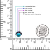 Round Solitaire Lab Created Opal Oxidized Stud Earring Beaded Design 925 Sterling Silver