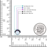 Round Solitaire Lab Created Opal Oxidized Stud Earring Beaded Design 925 Sterling Silver