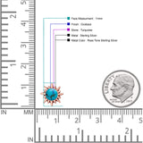 Sunflower 11mm Round Lab Created Opal Stud Earring Star Oxidized 925 Sterling Silver