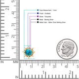 Sunflower 11mm Round Lab Created Opal Stud Earring Star Oxidized 925 Sterling Silver