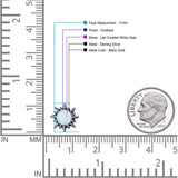 Sunflower 11mm Round Lab Created Opal Stud Earring Star Oxidized 925 Sterling Silver