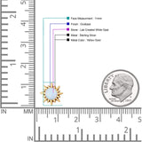 Sunflower 11mm Round Lab Created Opal Stud Earring Star Oxidized 925 Sterling Silver