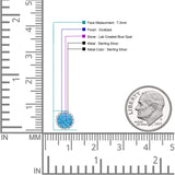 Round 7.3mm Stud Earring Lab Created Opal Oxidized 925 Sterling Silver