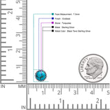 Round 7.3mm Stud Earring Lab Created Opal Oxidized 925 Sterling Silver