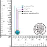 Round 7.3mm Stud Earring Lab Created Opal Oxidized 925 Sterling Silver
