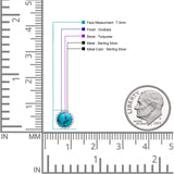 Round 7.3mm Stud Earring Lab Created Opal Oxidized 925 Sterling Silver
