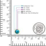 Round 7.3mm Stud Earring Lab Created Opal Oxidized 925 Sterling Silver