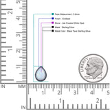 Pear Teardrop Twisted Rope Lab Created Opal Stud Earring Oxidized 925 Sterling Silver