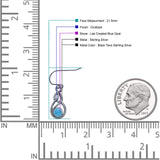 Round 21.5mm Twisted Loop Drop Fishhook Earring Oxidized Lab Created Opal 925 Sterling Silver