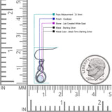 Round 21.5mm Twisted Loop Drop Fishhook Earring Oxidized Lab Created Opal 925 Sterling Silver