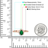 Pear Teardrop Halo Cubic Zirconia Solitaire Ring 925 Sterling Silver