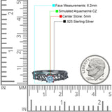 Art Deco 6.2mm Round Aquamarine CZ Beaded Filigree Ring 925 Sterling Silver