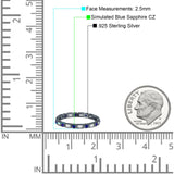 Minimalist 2.5mm Full Eternity Band CZ & Blue Sapphire CZ 925 Sterling Silver