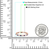 Minimalist 2.5mm Full Eternity Band CZ & Blue Sapphire CZ 925 Sterling Silver
