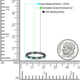 Minimalist 2.5mm Full Eternity Band CZ & Green Emerald CZ 925 Sterling Silver