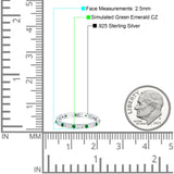 Minimalist 2.5mm Full Eternity Band CZ & Green Emerald CZ 925 Sterling Silver
