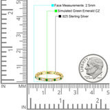 Minimalist 2.5mm Full Eternity Band CZ & Green Emerald CZ 925 Sterling Silver