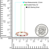 Minimalist 2.5mm Full Eternity Band CZ & Ruby CZ 925 Sterling Silver