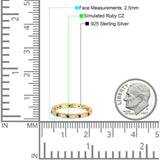Minimalist 2.5mm Full Eternity Band CZ & Ruby CZ 925 Sterling Silver